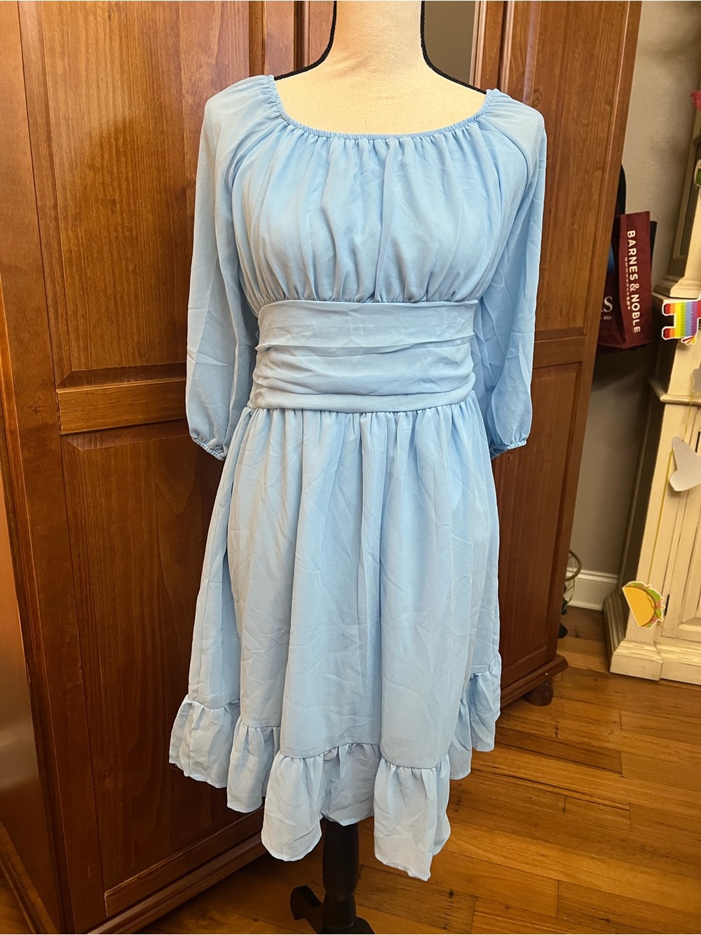 Amazon Light Blue Off-Shoulder Ruffle Mini Dress - Picture 2 of 6